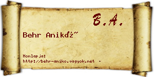 Behr Anikó névjegykártya